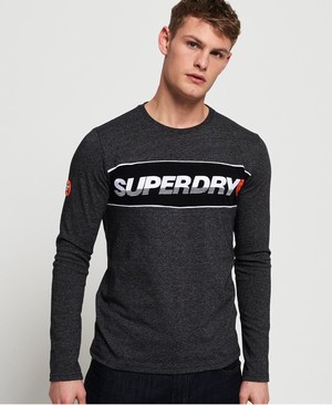 Superdry Applique New House Hosszú Ujjú Férfi Pólók Fekete | FPKNA5419